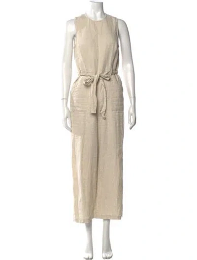 Pre-owned Reformation Linen Crew Neck Jumpsuit In Neutrals