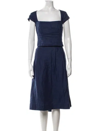 Pre-owned Reformation Linen Cutout Accent Skirt Set In Blue
