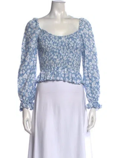 Pre-owned Reformation Linen Floral Print Blouse In Multi