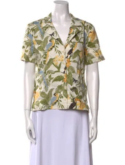 Pre-owned Reformation Linen Floral Print Blouse In Neutral