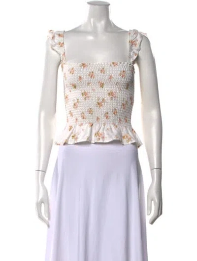 Pre-owned Reformation Linen Floral Print Crop Top In Neutral
