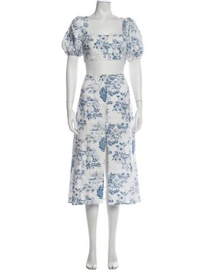 Pre-owned Reformation Linen Floral Print Skirt Set In Multi