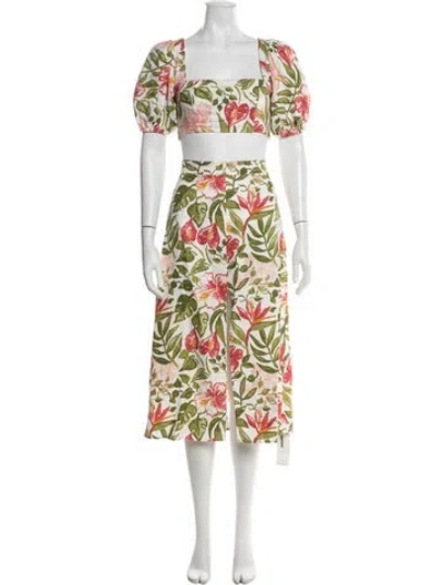 Pre-owned Reformation Linen Floral Print Skirt Set In Multi