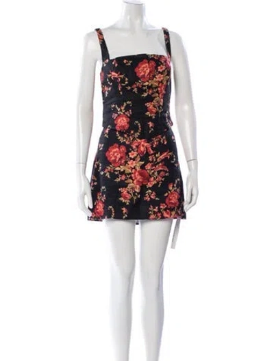 Pre-owned Reformation Linen Floral Print Skirt Set In Red
