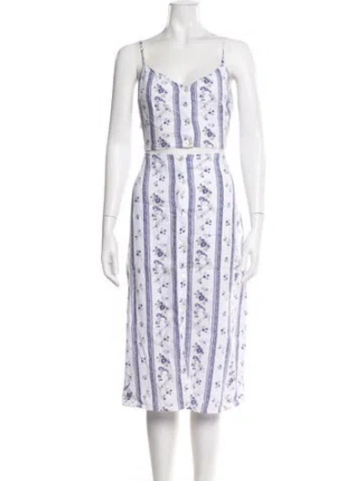 Pre-owned Reformation Linen Floral Print Skirt Set In White