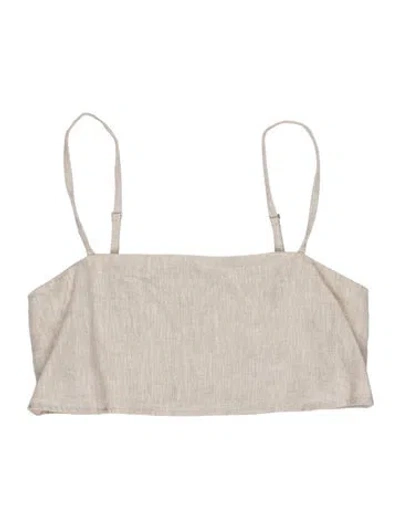 Pre-owned Reformation Linen Graphic Print Sports Bra In White