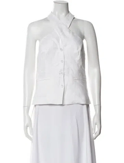Pre-owned Reformation Linen Halterneck Button-up Top W/ Tags In White