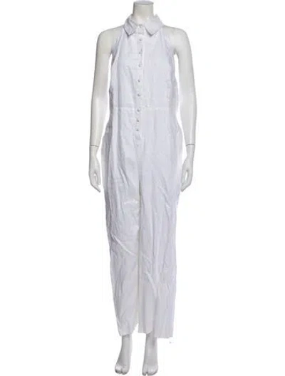 Pre-owned Reformation Linen Halterneck Jumpsuit In White
