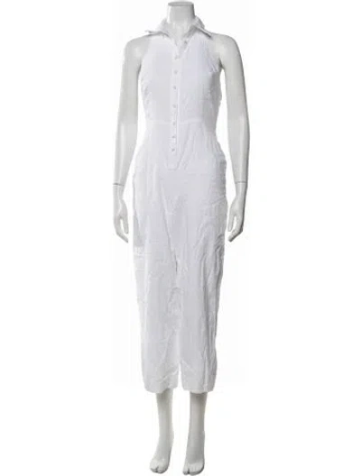 Pre-owned Reformation Linen Halterneck Jumpsuit In White