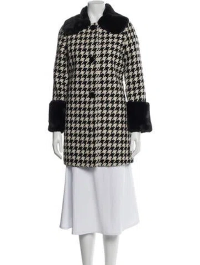 Pre-owned Reformation Linen Houndstooth Print Peacoat In Black