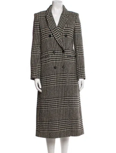 Pre-owned Reformation Linen Houndstooth Print Peacoat In Neutral