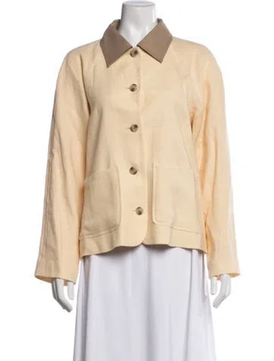 Pre-owned Reformation Linen Jacket In Neutrals/yellow
