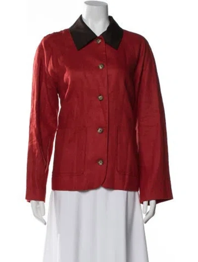 Pre-owned Reformation Linen Jacket In Red