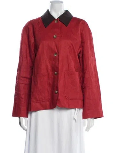 Pre-owned Reformation Linen Jacket In Red