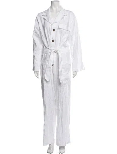Pre-owned Reformation Linen Jumpsuit In White
