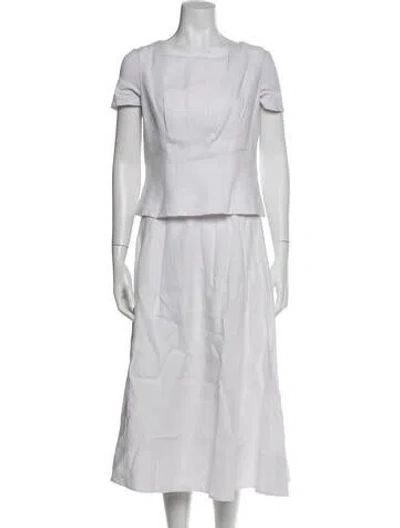 Pre-owned Reformation Linen Keyhole Accent Skirt Set In White