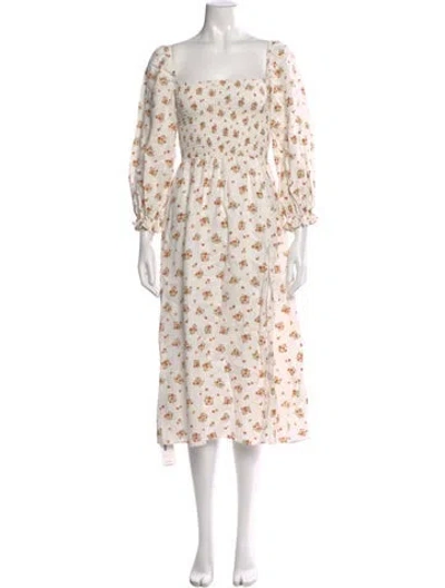 Pre-owned Reformation Linen Knee-length Dress In White