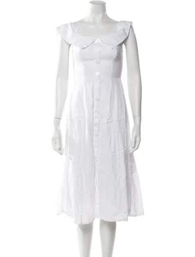 Pre-owned Reformation Linen Knee-length Dress In White