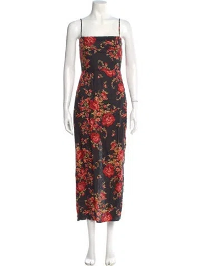 Pre-owned Reformation Linen Long Dress In Black