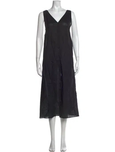 Pre-owned Reformation Linen Long Dress In Black