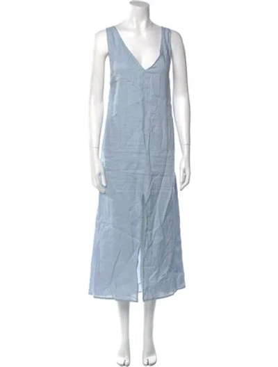 Pre-owned Reformation Linen Long Dress In Blue