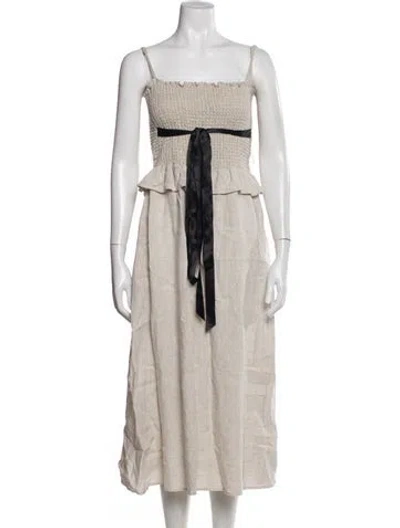 Pre-owned Reformation Linen Long Dress In Blue