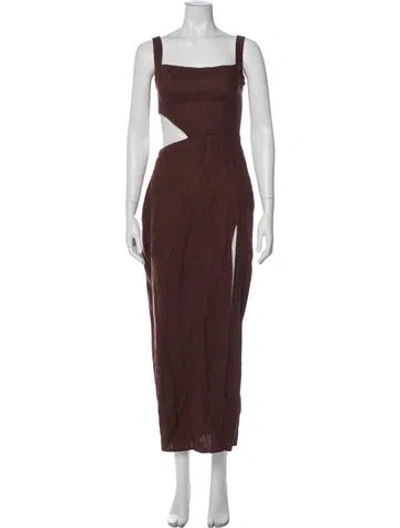 Pre-owned Reformation Linen Long Dress In Brown