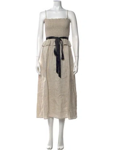 Pre-owned Reformation Linen Long Dress In Neutral