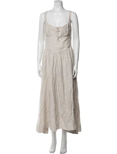Pre-owned Reformation Linen Long Dress In Neutral