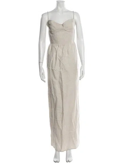 Pre-owned Reformation Linen Long Dress In Neutral