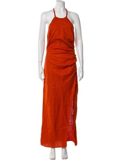 Pre-owned Reformation Linen Long Dress In Orange