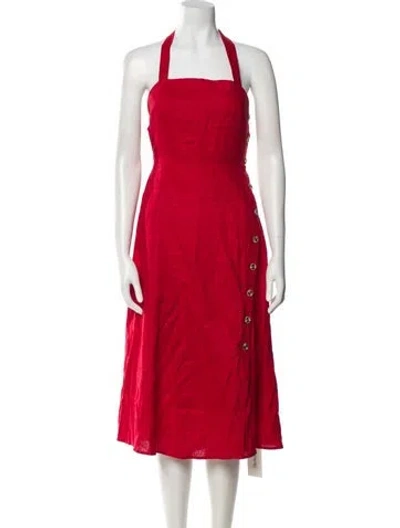 Pre-owned Reformation Linen Long Dress In Red