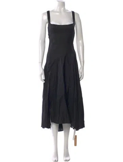 Pre-owned Reformation Linen Long Dress W/ Tags In Black