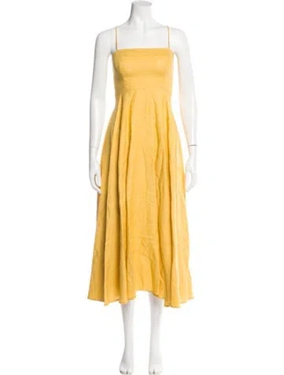 Pre-owned Reformation Linen Long Dress In Yellow