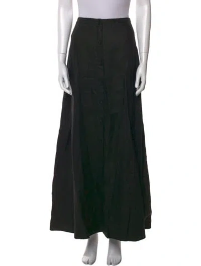 Pre-owned Reformation Linen Long Skirt In Black