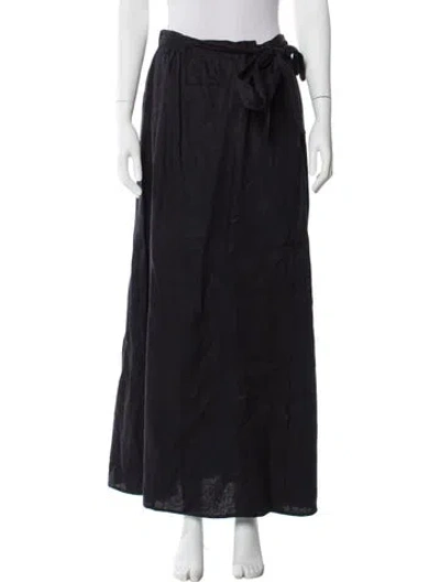 Pre-owned Reformation Linen Long Skirt In Black