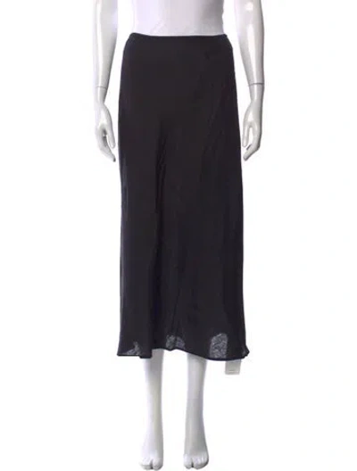 Pre-owned Reformation Linen Long Skirt In Black