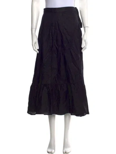 Pre-owned Reformation Linen Long Skirt In Black