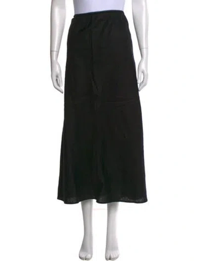 Pre-owned Reformation Linen Long Skirt In Black