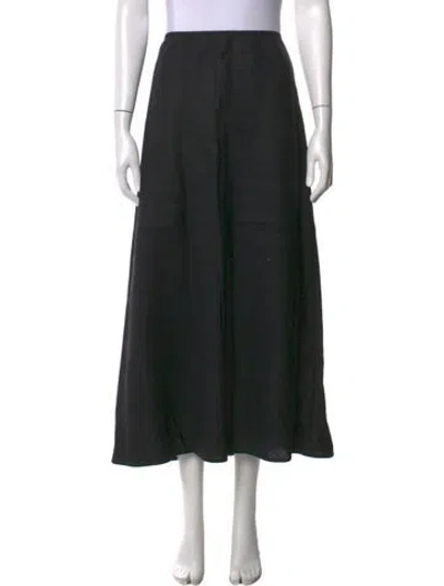 Pre-owned Reformation Linen Long Skirt In Black