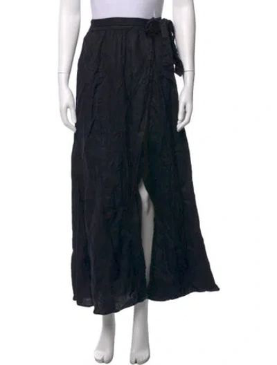 Pre-owned Reformation Linen Long Skirt In Black