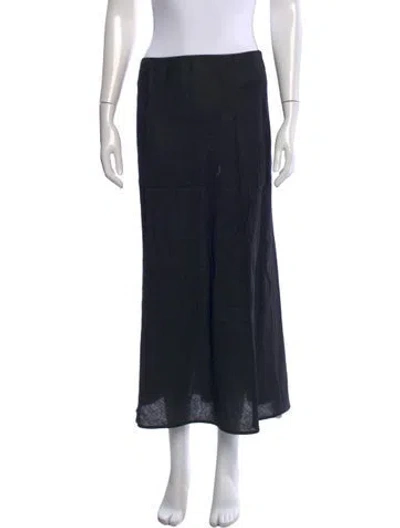 Pre-owned Reformation Linen Long Skirt In Black