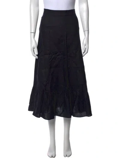 Pre-owned Reformation Linen Long Skirt In Black