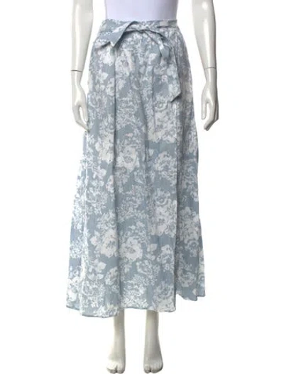 Pre-owned Reformation Linen Long Skirt In Blue