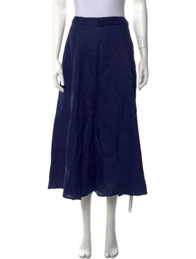 Pre-owned Reformation Linen Long Skirt In Blue