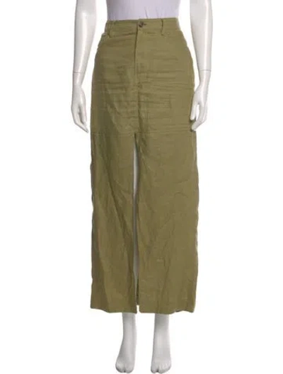 Pre-owned Reformation Linen Long Skirt In Green