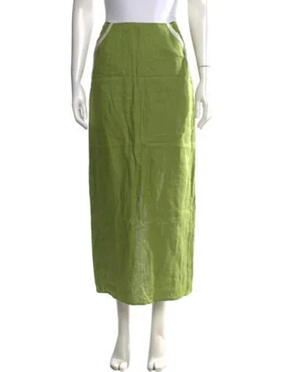 Pre-owned Reformation Linen Long Skirt In Green