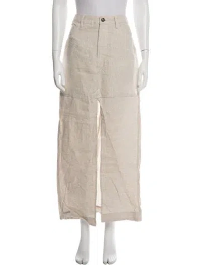 Pre-owned Reformation Linen Long Skirt W/ Tags In Green