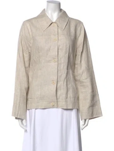 Pre-owned Reformation Linen Long Sleeve Blouse In Brown