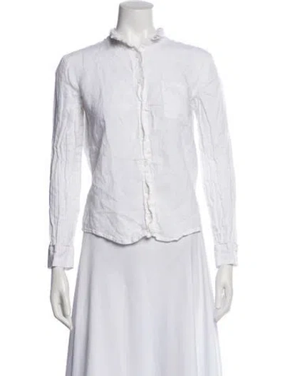 Pre-owned Reformation Linen Long Sleeve Blouse In White
